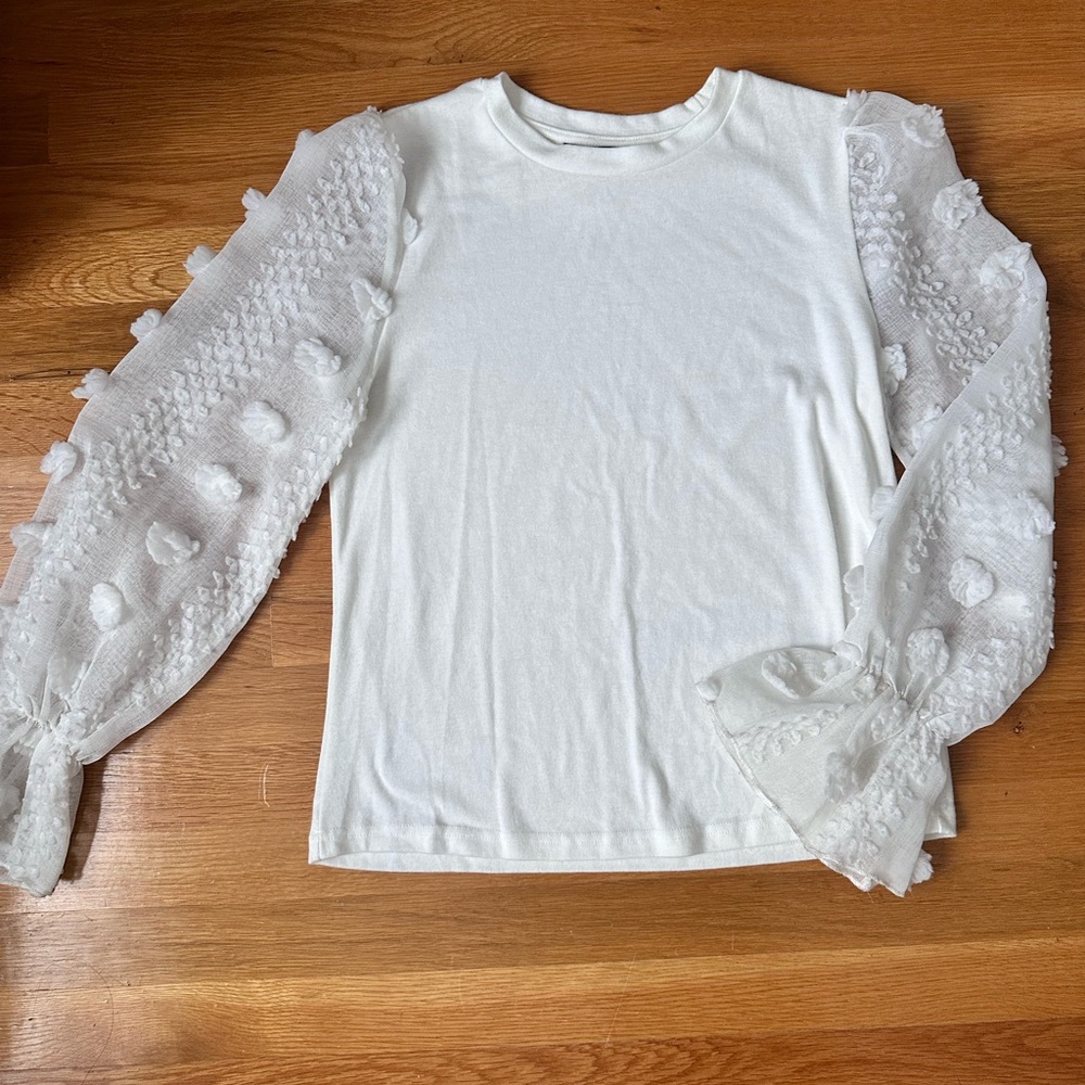 White sheer sleeve top